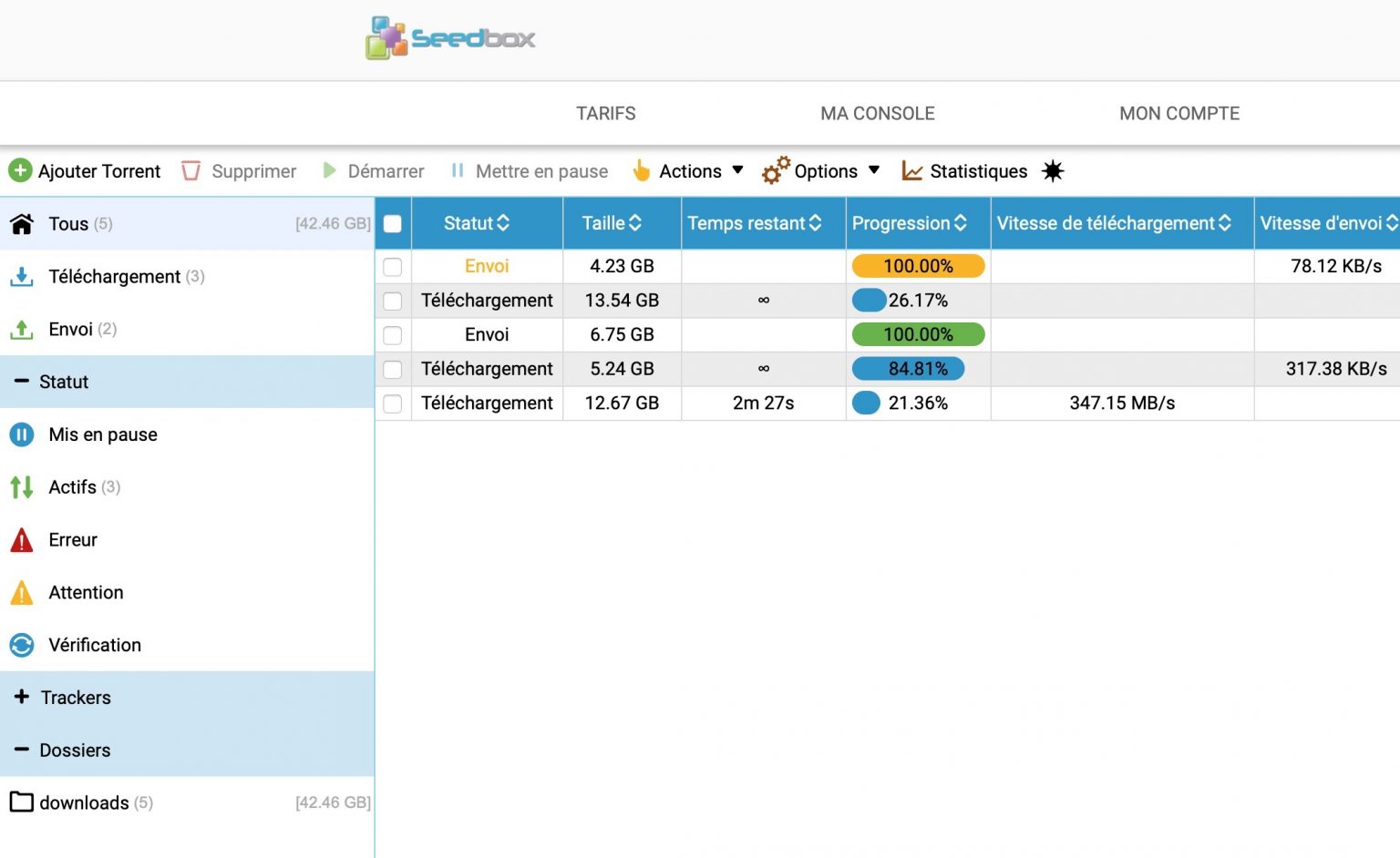 Mon avis sur Seedbox.fr un service complet et très rapide