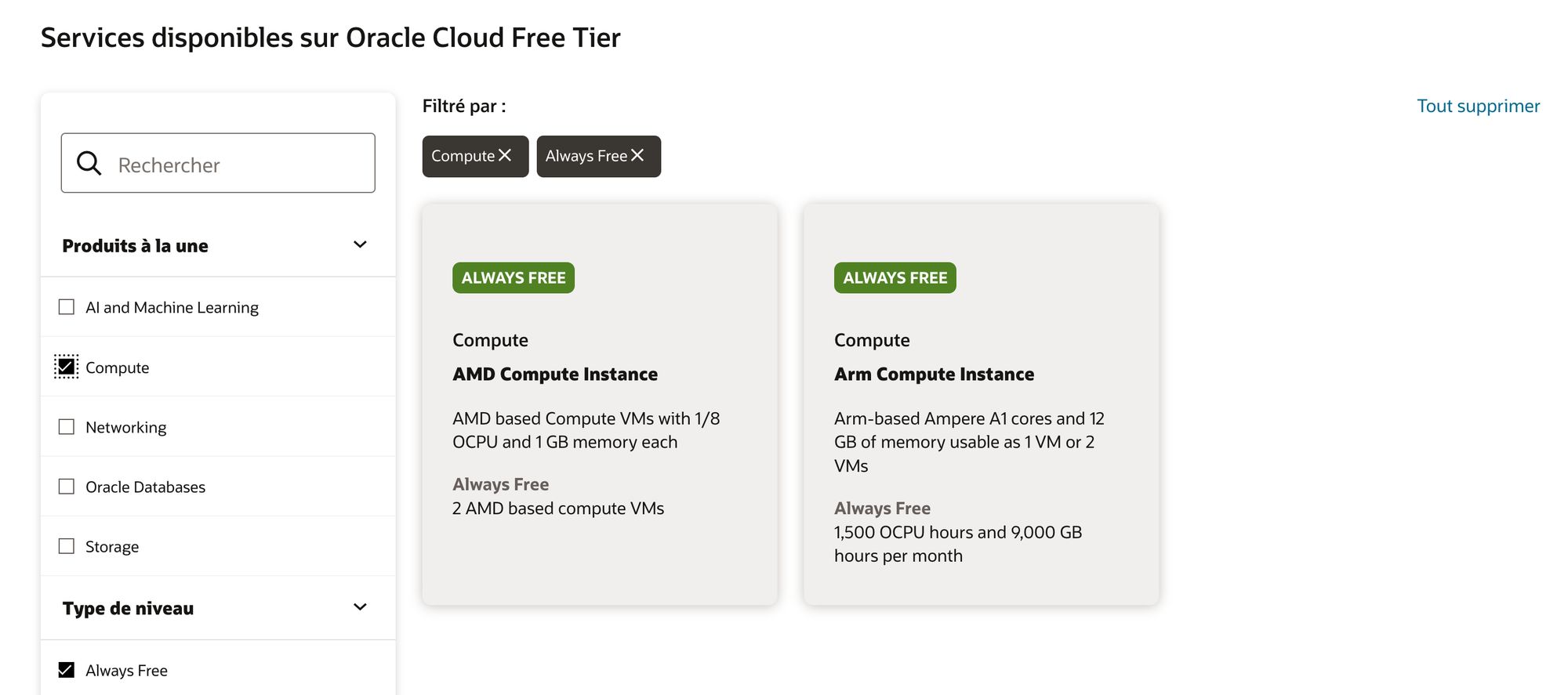 Offre always free oracle 2026