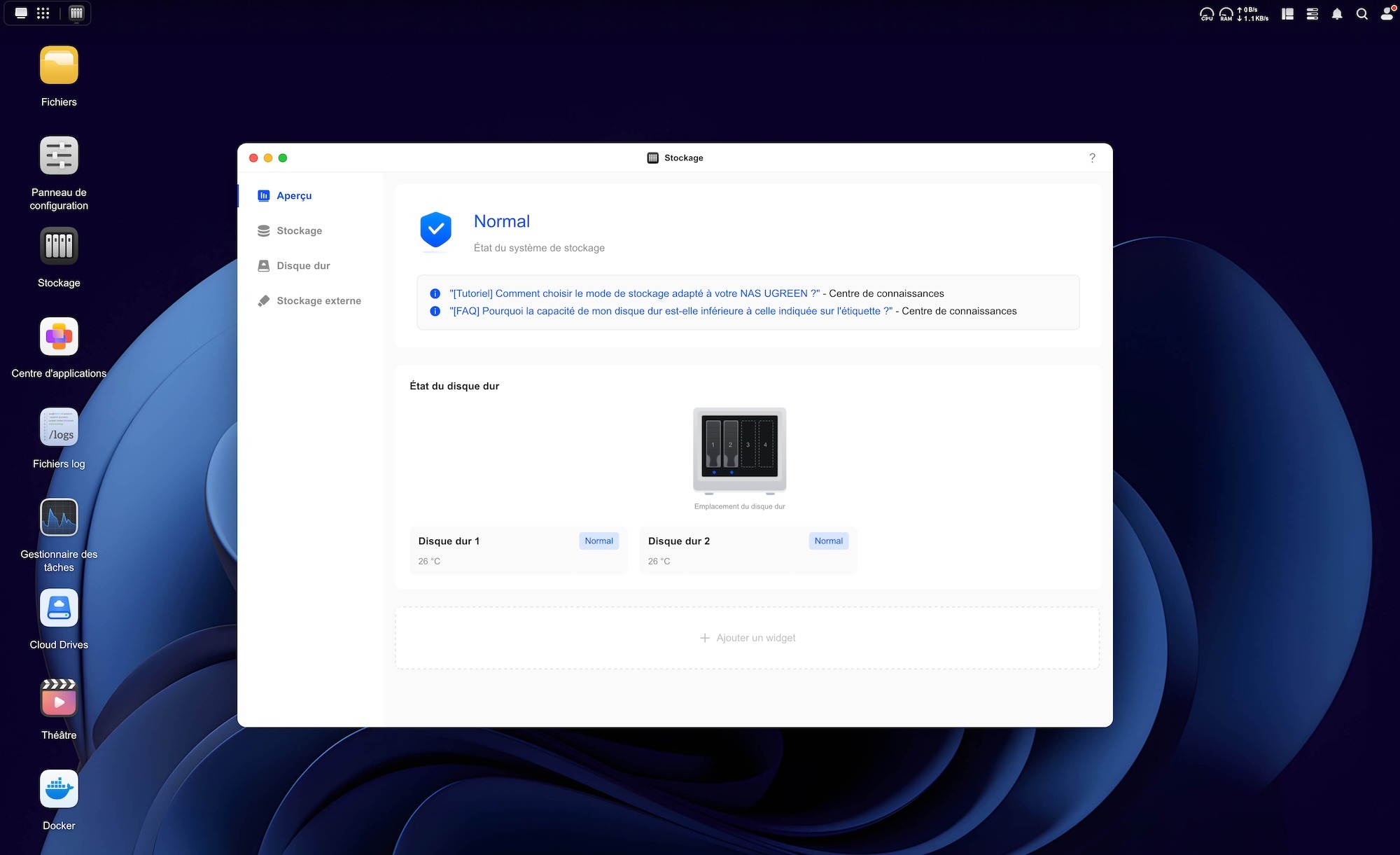 Écran d'accueil / Bureau
