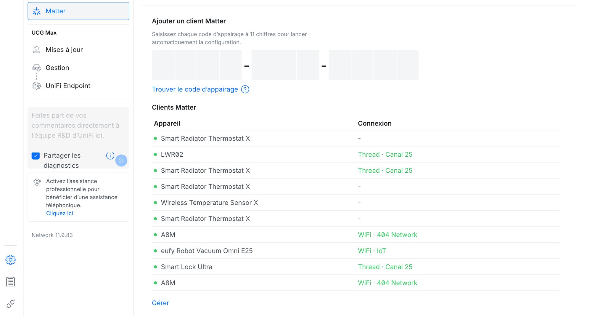 Config Matter UniFi thread