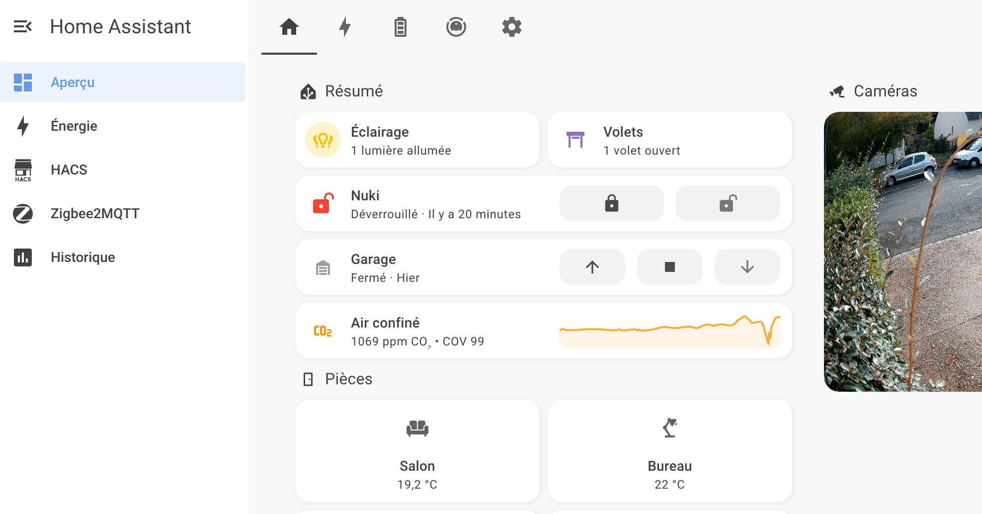 Dashboard capteur thirdreality exemple