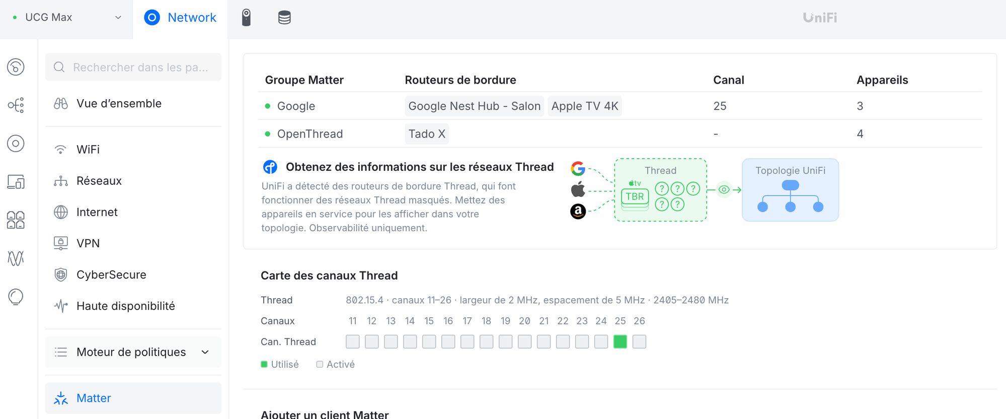 Interface Matter UniFi network